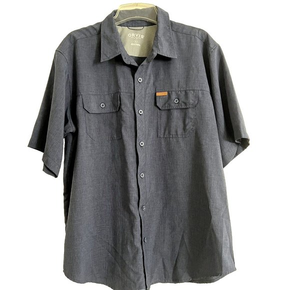 90'S Orvis Long Sleeve Fishing Shirt, Men's Medium, Vintage cotton Beige type Vintage Second Hand